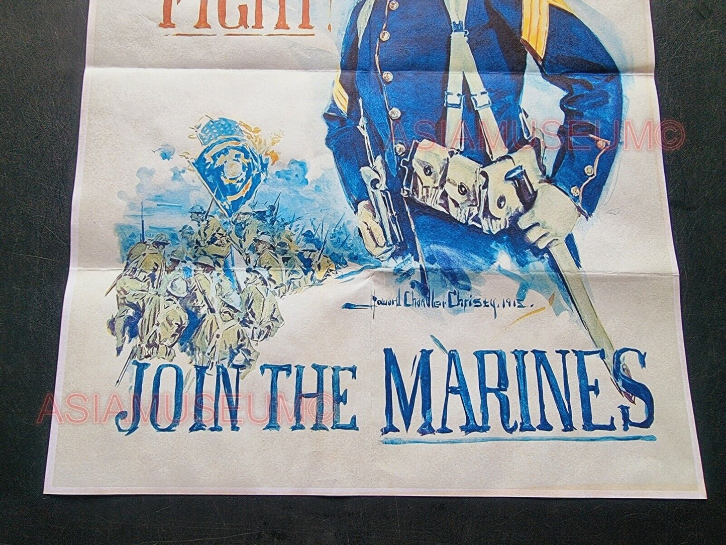 1942 WW2 USA AMERICA WOMEN LADY ENLIST MARINES CORPS FIGHT WAR PROPAGANDA POSTER