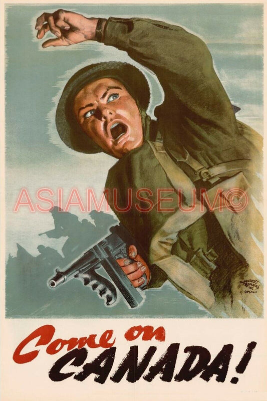 1941 WW2 USA AMERICA PACIFIC WAR CANADA ARMY SOLDIER GUN II PROPAGANDA Postcard