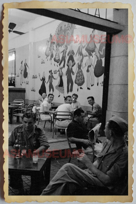 50s Vietnam SAIGON ARMY SOLDIER SAILOR STREET SCENE CAFE SHOP Vintage Photo #874