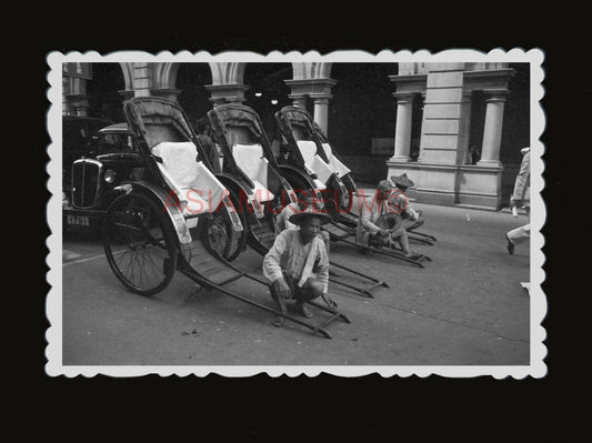 1940s RICKSHAW STREET BRITISH COLONIAL BUILDING VINTAGE B&W Hong Kong Photo 1540