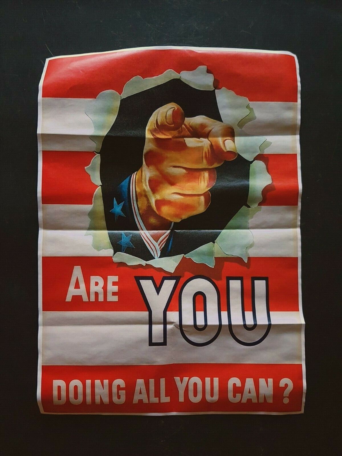 1941 WW2 USA AMERICA ARE YOU DOING ALL YOU CAN UNCLE SAM FLAG PROPAGANDA POSTER