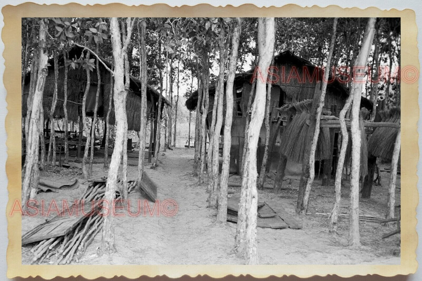 50s Vietnam War Saigon Village Long House Hut Ho Chi Minh Vintage Photo #746