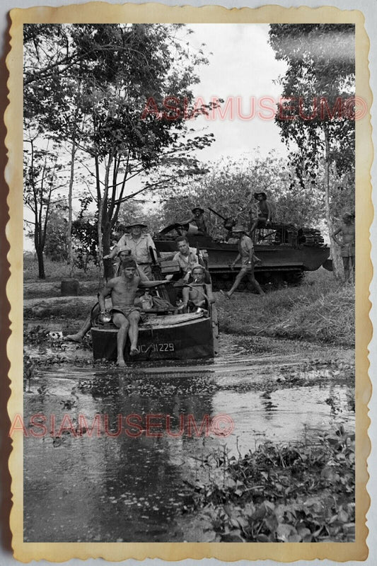 40s Vietnam War SAIGON FRANCE FRENCH ARMY TOPLESS MAN TRUCK Vintage Photo 1345