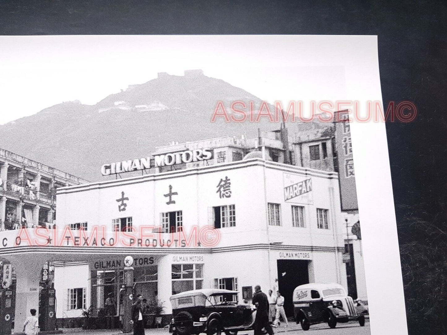 40's TEXACO CALTEX Hong Kong British Colonial Street Scene Vintage Photo 香港老照片