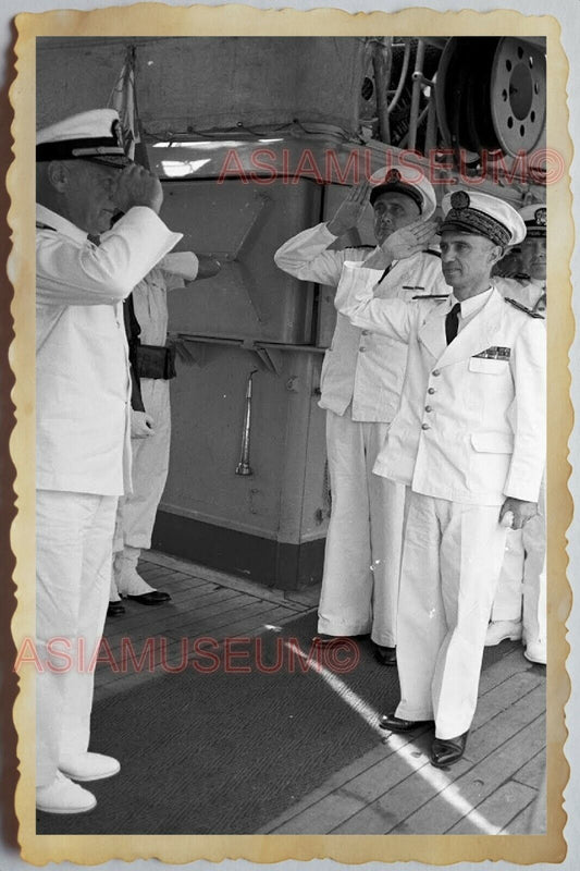 50s Vietnam SAIGON NAVY WARSHIP GENERAL CAPTAIN SAILOR CRUISE Vintage Photo 389