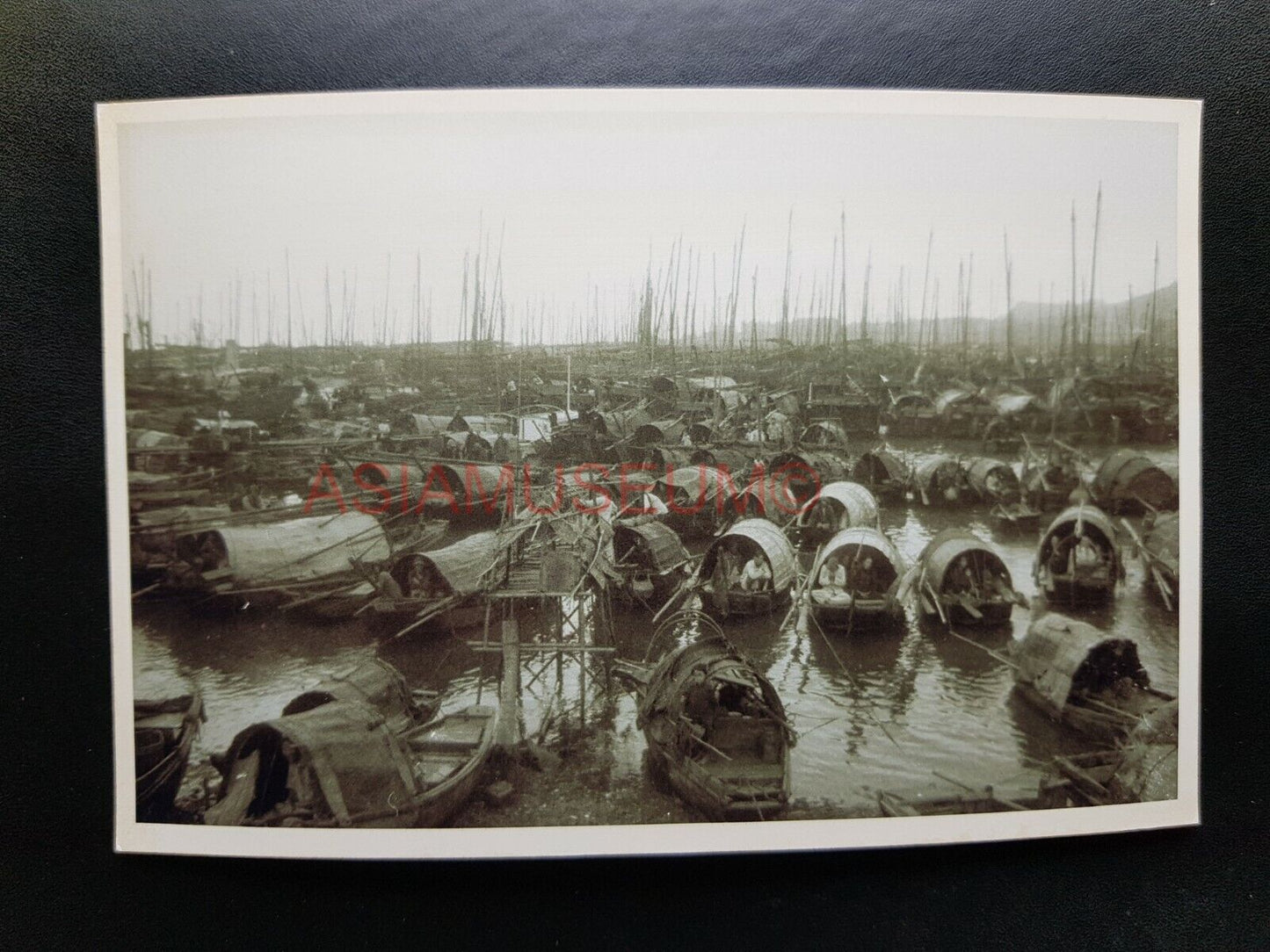 Aberdeen Sampan Boat House Ship Pier Women Hong Kong Photo Postcard RPPC 1696