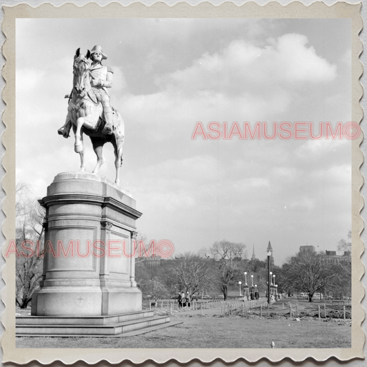 50s BOSTON MASSACHUSETTS NEW ENGLAND WASHINGTON STATUE VINTAGE USA Photo 11298