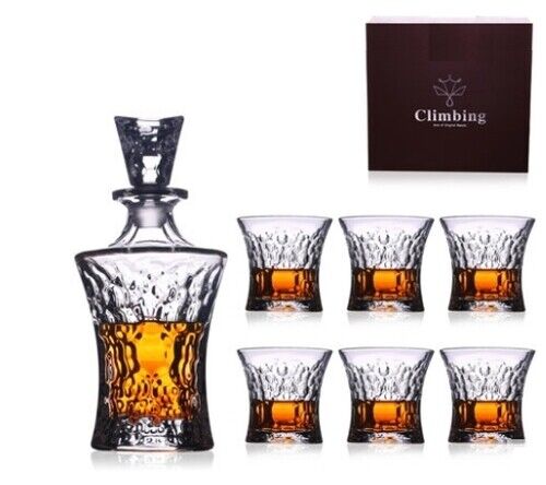 15lb Authentic Set Crystal Decanter 6 Glass Bottle Whisky Wine Stopper cognac #4