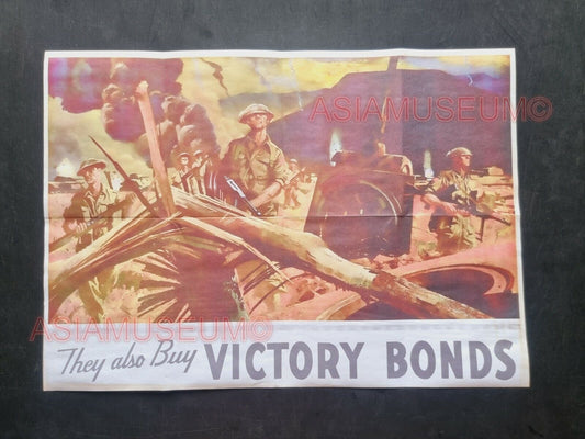 1943 WW2 USA AMERICA BUY WAR VICTORY BONDS BATTLE ARMY CANNON  PROPAGANDA POSTER