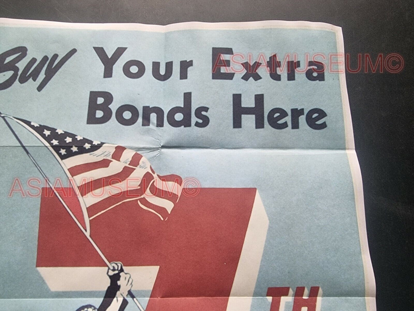 1941 WW2 USA AMERICA BUY WAR BOND SOLDIER ARMY IWO JIMA FLAG PROPAGANDA POSTER