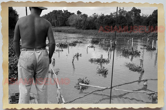 40s Army Soldier Boat River Farmer Fisherman Pier Vietnam War Vintage Photo #654