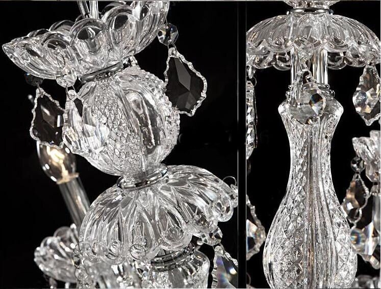 Antique European Italian French CHANDELIER K9 Crystal Clear Silver 6 ARM Lite