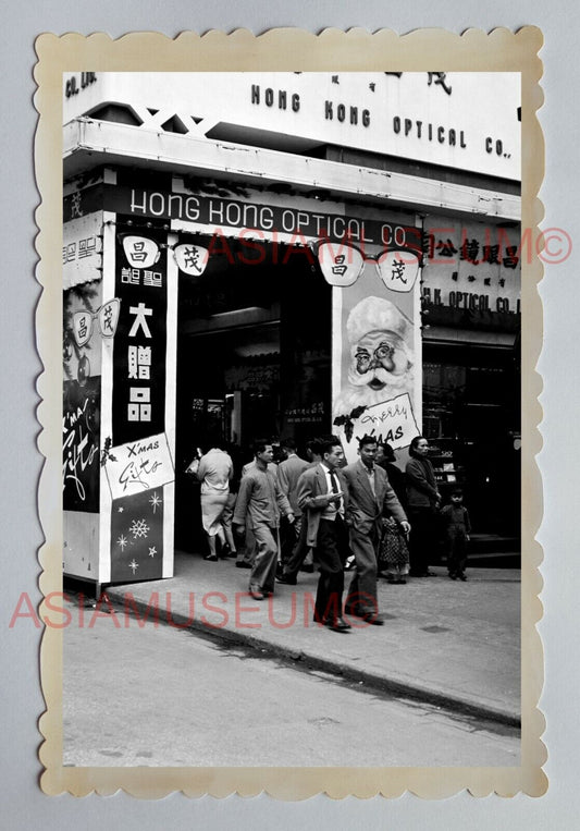 SHOP SIGN ADVERTISEMENT XMAS SANTA CLAUS B&W Vintage HONG KONG Photo 23538 香港旧照片