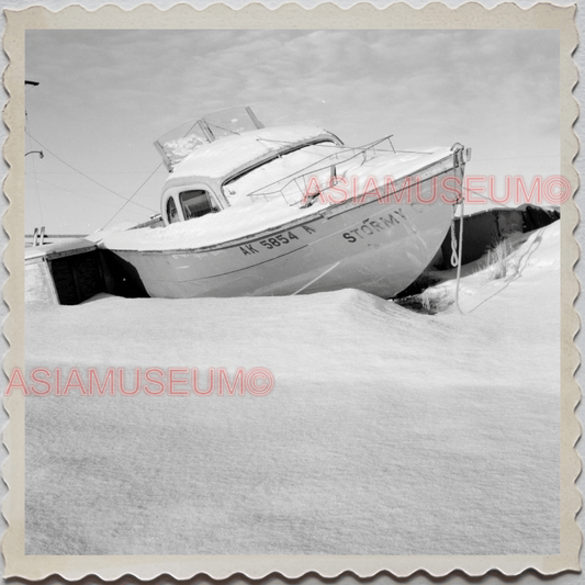 40s ALASKA ANCHORAGE SNOW BOAT DOCK USA OLD AMERICA UNITED STATES Photo S11674