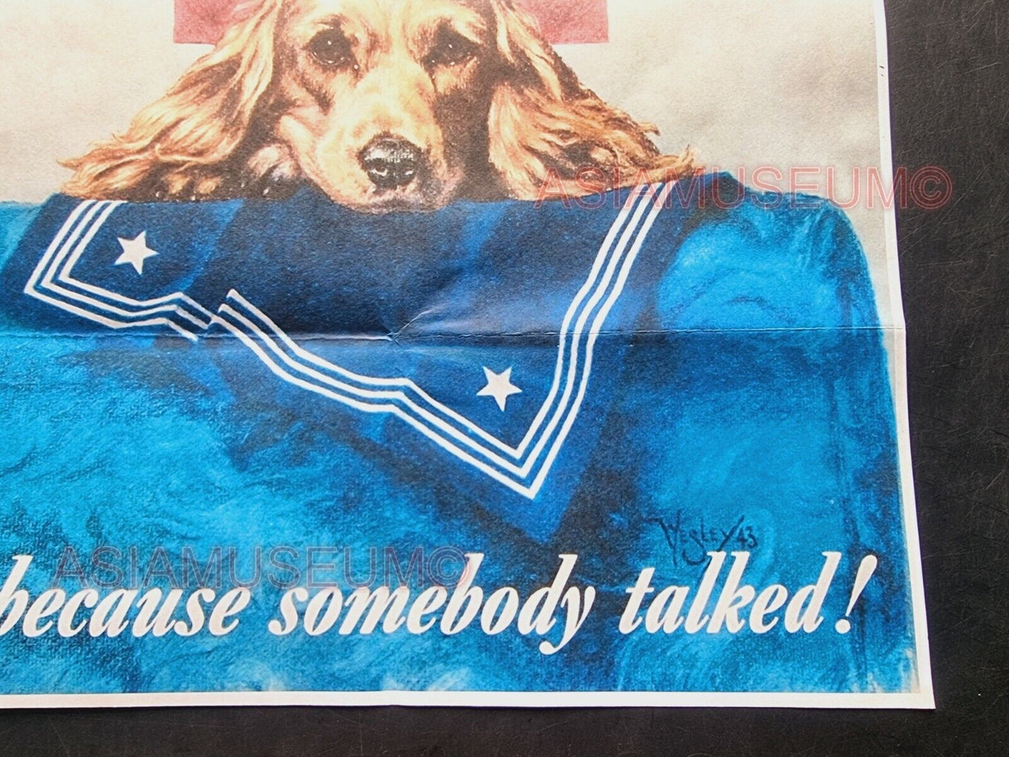 1939 WW2 USA AMERICA LOOSE TALK COSTS LIFE SERVICE DOG WAR SPY PROPAGANDA POSTER