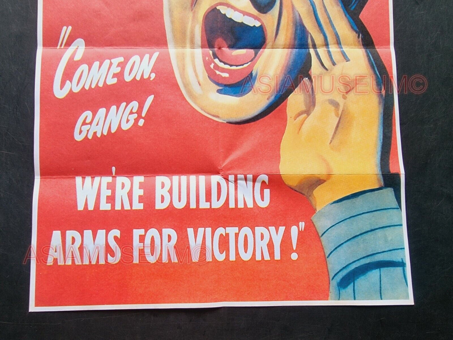 1943 WW2 USA AMERICA FACTORY BUILDING ARMS FOR VICTORY BATTLE  PROPAGANDA POSTER