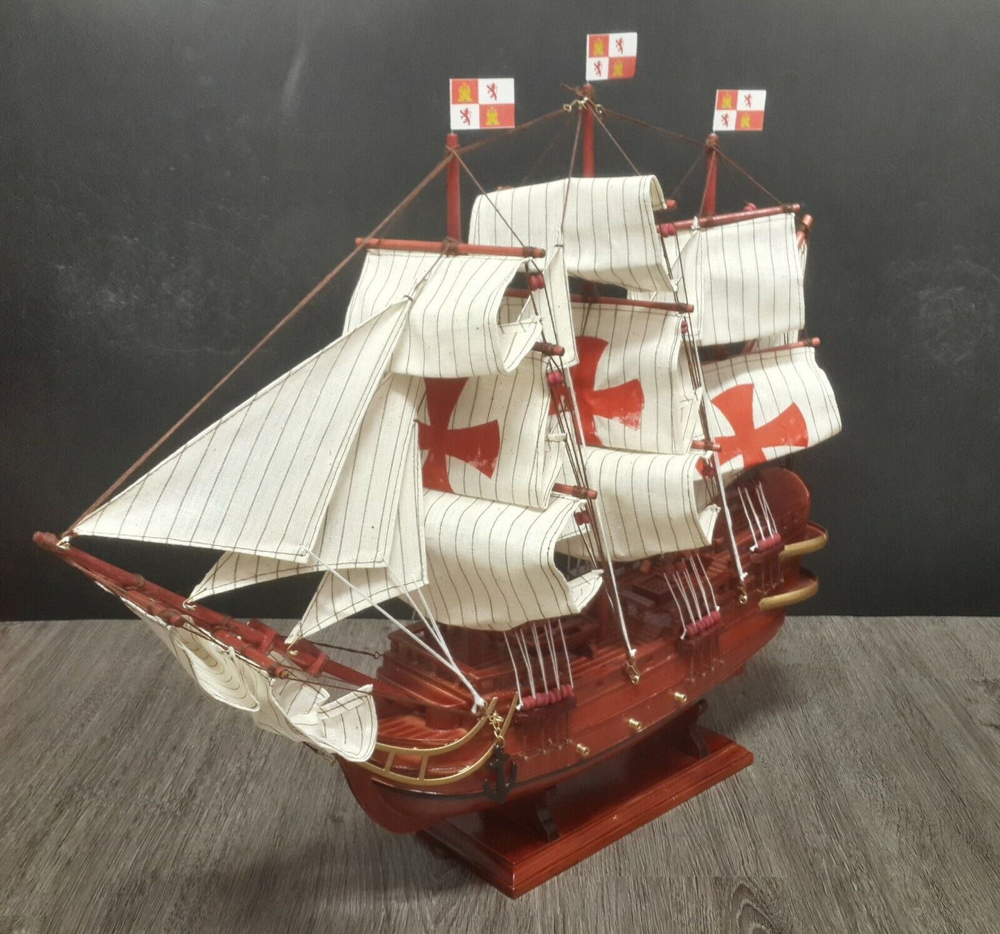 24" St Maria Christopher Columbus Wooden Spanish Pirate Wood Vintage Model Ship