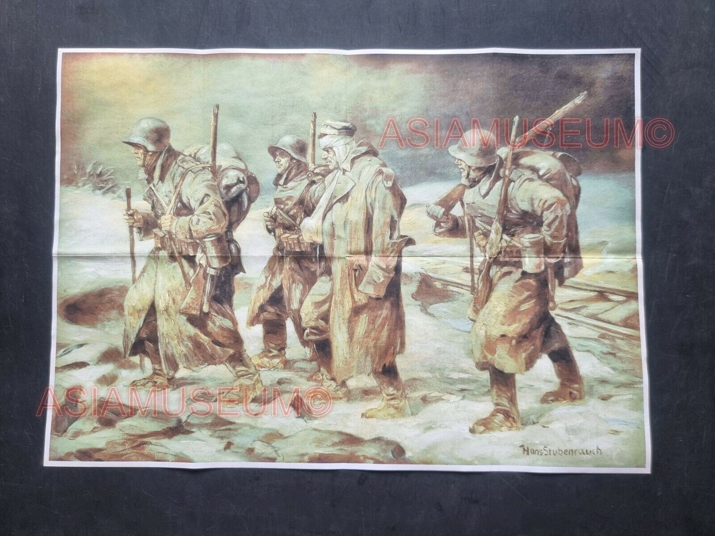 1942 WW2 USA AMERICA ARMY SOLDIER ART PAINTING WINTER SNOW WAR PROPAGANDA POSTER