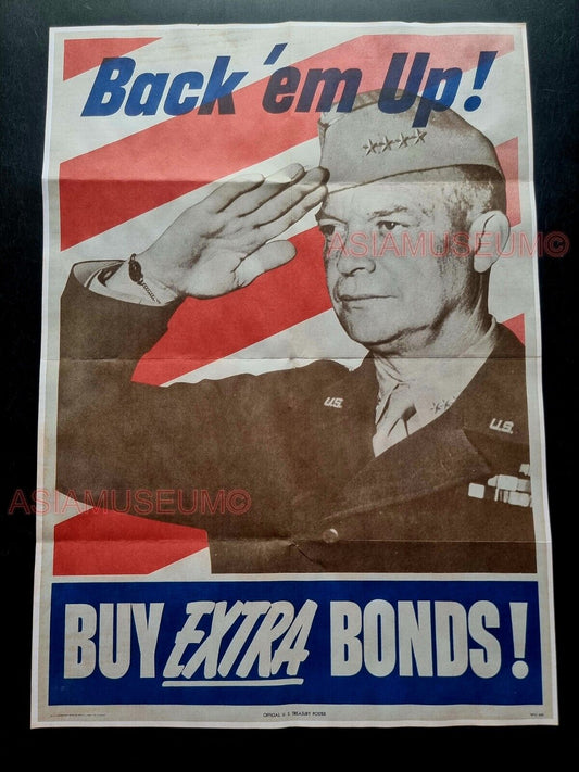 1943 WW2 USA BUY WAR BONDS BACK 'EM UP NAVY SOLDIER ARMY PROPAGANDA POSTER 540