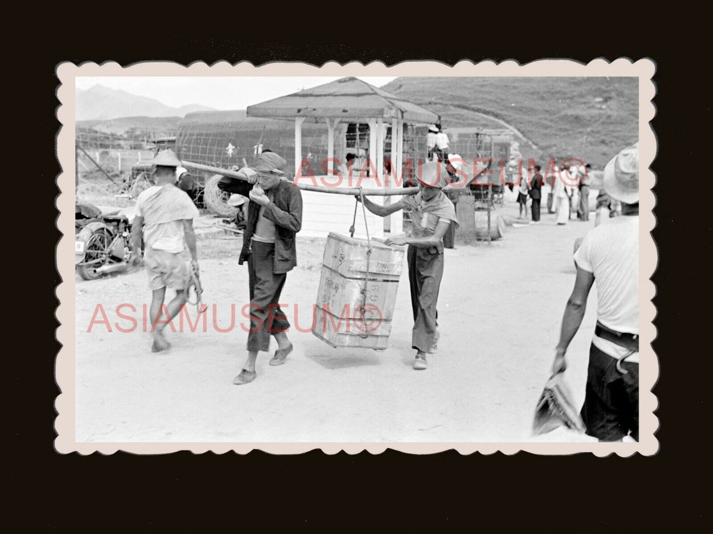 1940's Man Kam To border China Cargo Motorbike  Old Hong Kong Photo 香港旧照片 #3163