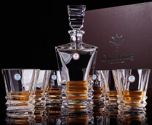 15lb Authentic Set Crystal Decanter 6 Glass Bottle Whisky Wine Stopper cognac #2