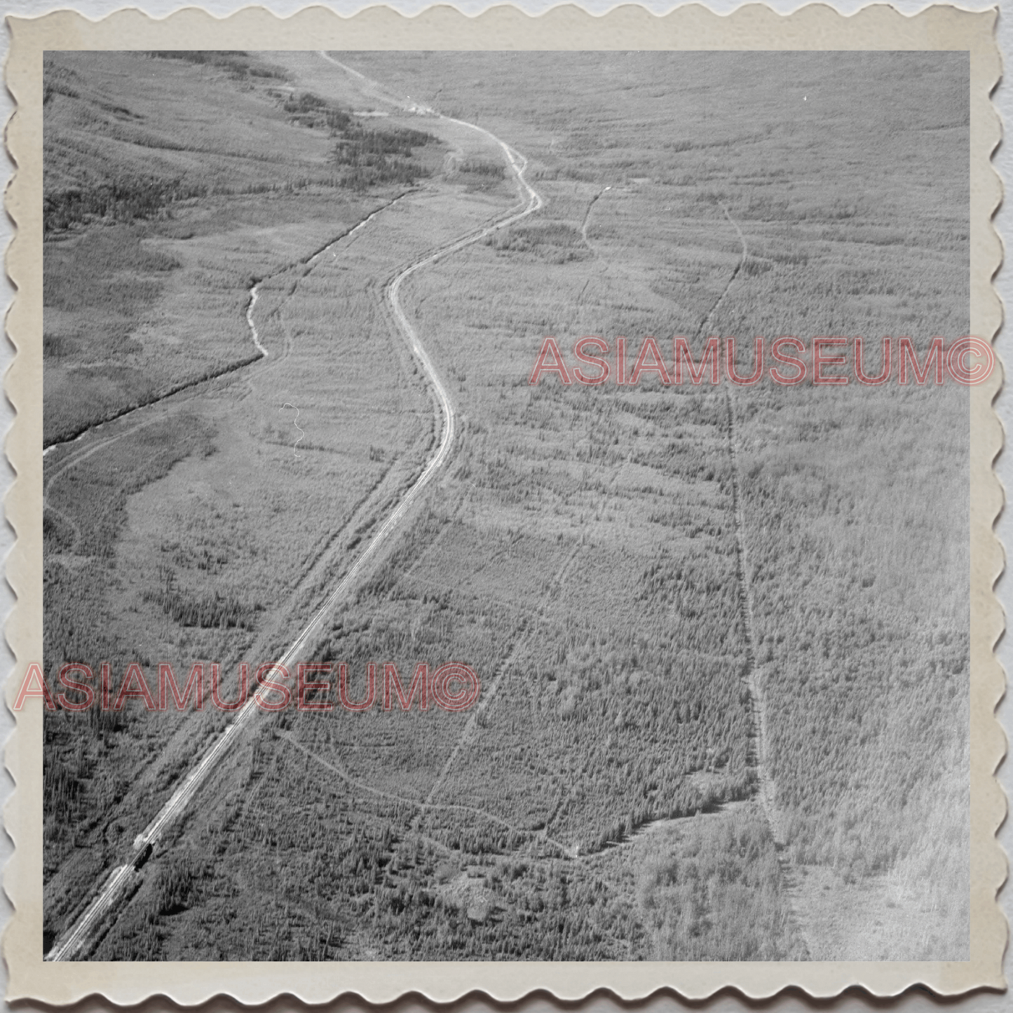 50s FAIRBANKS NORTH STAR BOROUGH ALASKA AERIAL VIEW ROAD VINTAGE USA Photo 9736