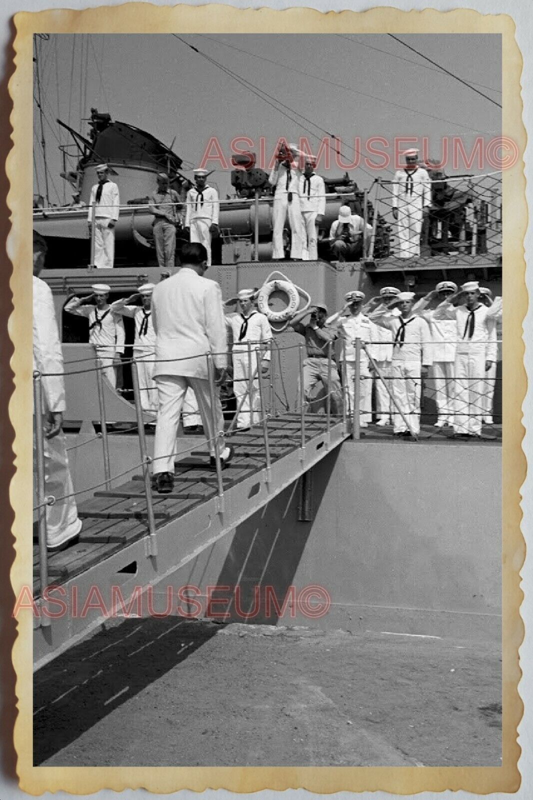 40s Vietnam War FRANCE NAVY FRENCH SAILOR EMPEROR BAO DAI WW2 VINTAGE Photo 1170