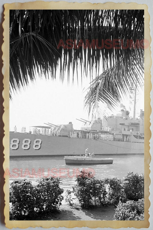 50s Vietnam SAIGON PORT WARSHIP FRENCH USA AMERICA NAVY BOAT Vintage Photo 545