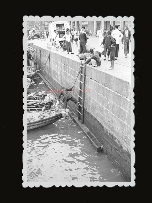 1940s BRITISH PIER WORKER SHIP BOAT CARGO WORKER Old Hong Kong Photo 香港老相片 #964