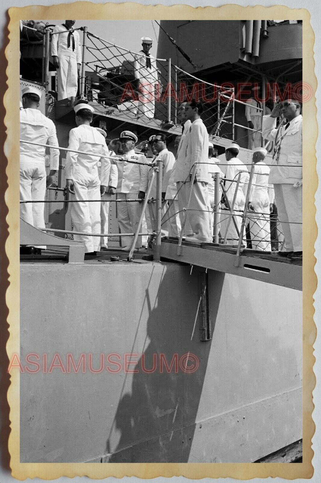 40s Vietnam War SAIGON FRANCE NAVY WARSHIP BATTLESHIP SAILOR  Vintage Photo 1516