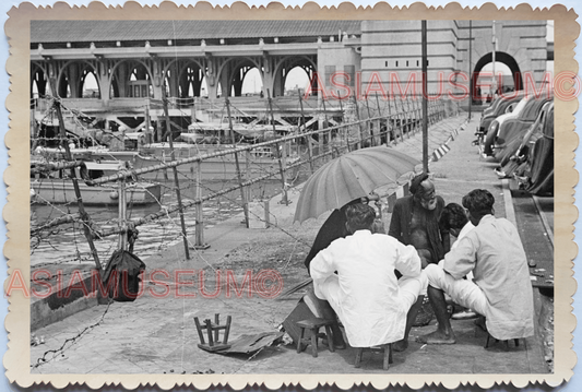 WW2 Worker India Port Pier Car Terminal Ship B&W Vintage Singapore Photo 17540