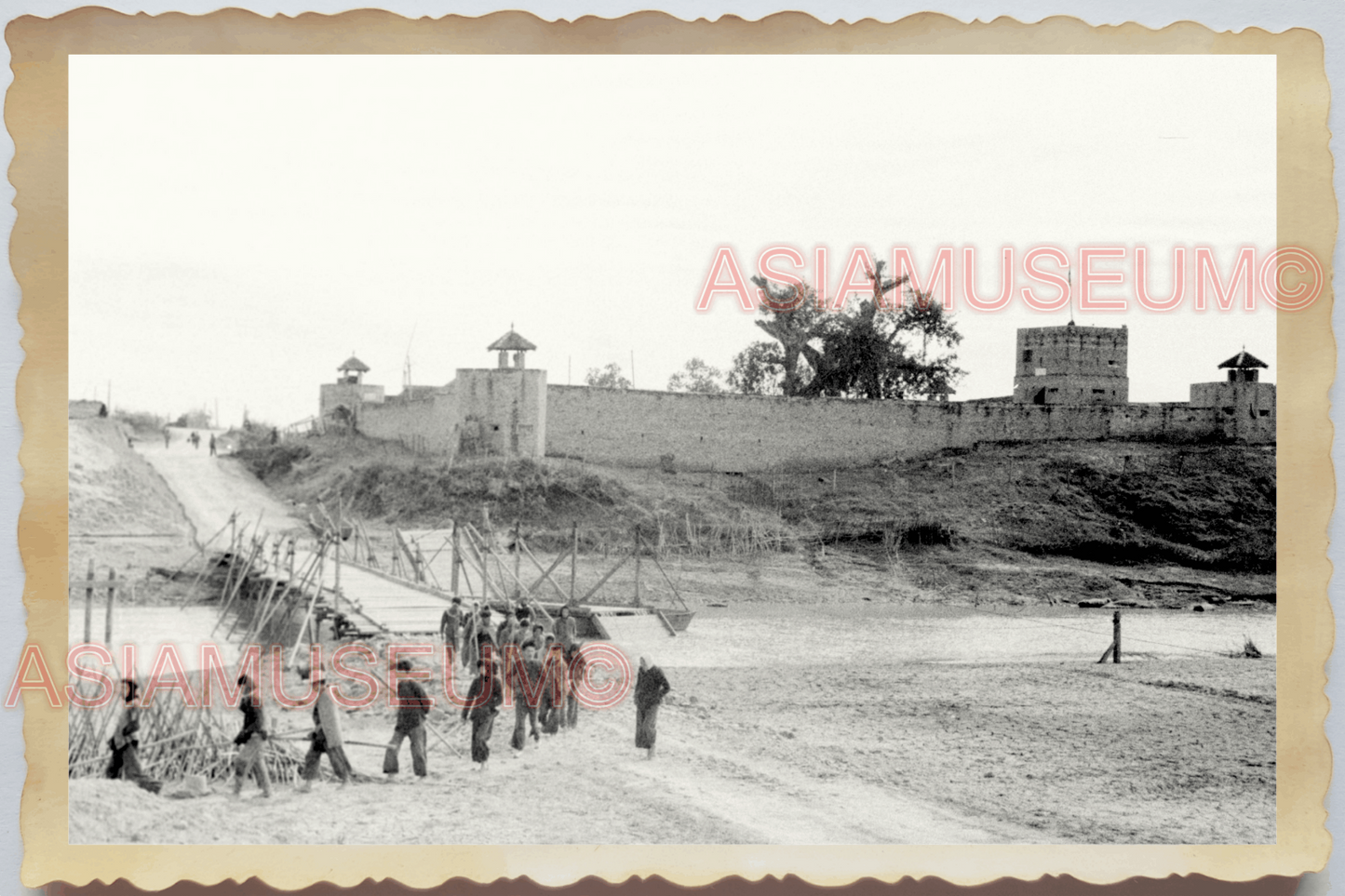 40s WW2 Vietnam FRENCH ARMY FORTRESS FORT BRIDGE WATCH TOWER Vintage Photo 26719