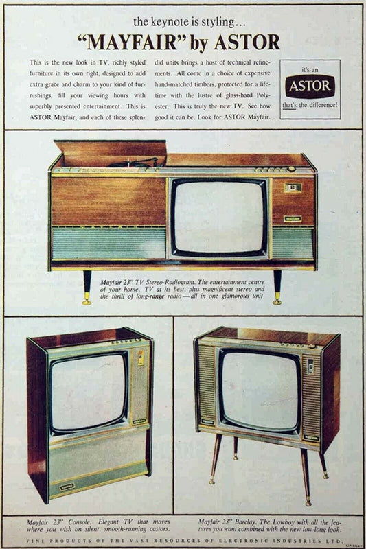 1950s MAYFAIR TELEVISION WOOD TV ASTOR STYLE AMERICA ads Vintage Postcard #119