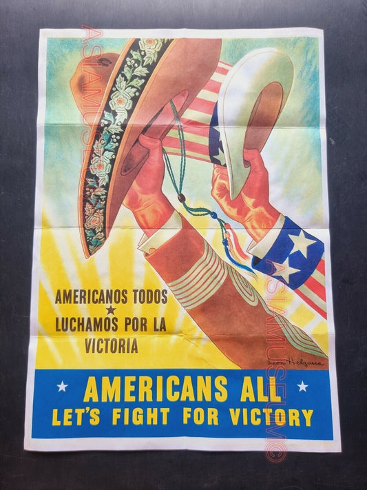 1941 WW2 USA AMERICA BUY WAR BOND SOLDIER ARMY MEXICO HAT FLAG PROPAGANDA POSTER