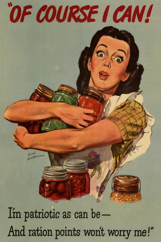 1942 WW2 USA AMERICA US BRITISH CAN WOMEN SEXY LADY FOOD WAR PROPAGANDA Postcard