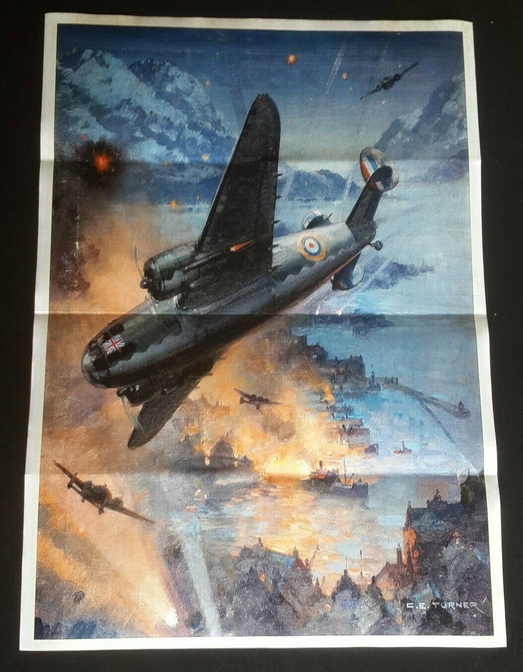 1944 WW2 USA USS AIRCRAFT PLANE DESTROYER ART PAINTING WARSHIP PROPAGANDA POSTER