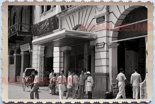 WW2 Street Raffles Place Man Building Car Rickshaw Vintage Singapore Photo 17744