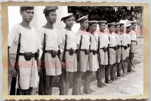 50s THAILAND BANGKOK ROYAL NAVY SAILOR WAR GUN RIFLE SOLDIER Vintage Photo 29990