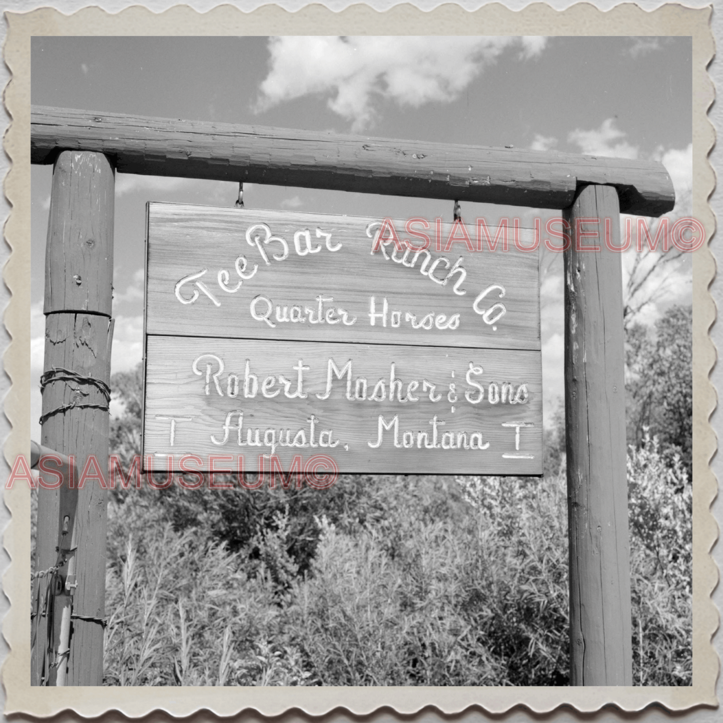 50s AUGUSTA TEEBAR RANCH COWBOY MONTANA SIGN VINTAGE OLD USA AMERICA Photo 12501