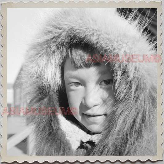 50s UTQIAGVIK NORTH SLOPE BARROW ARCTIC ALASKA BOY PORTRAIT OLD USA Photo 11251