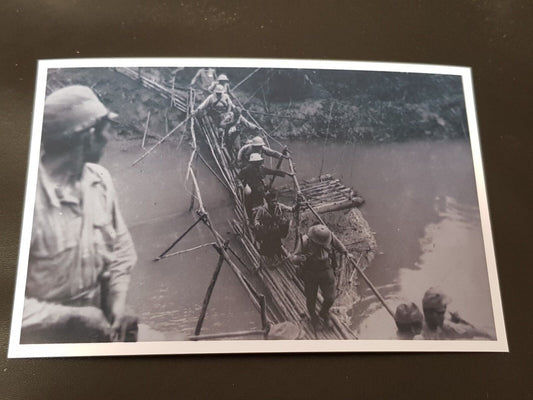 1943 WW2 JAPANESE ARMY SOLDIER BURMA MYANMAR BRIDGE RIVER KWAI VINTAGE PHOTO