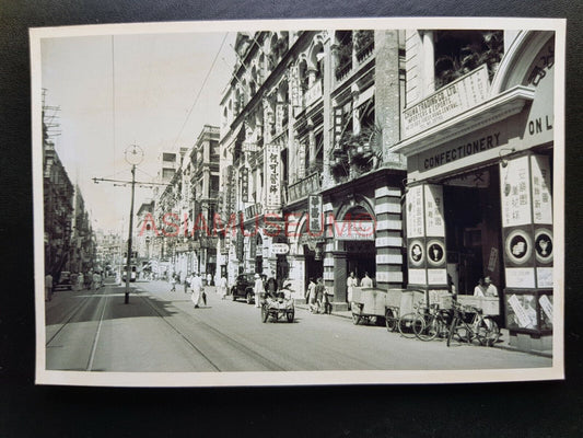 Des Voeux Road Central Bicycle Trishaw Vintage B&W Hong Kong Photo Postcard RPPC