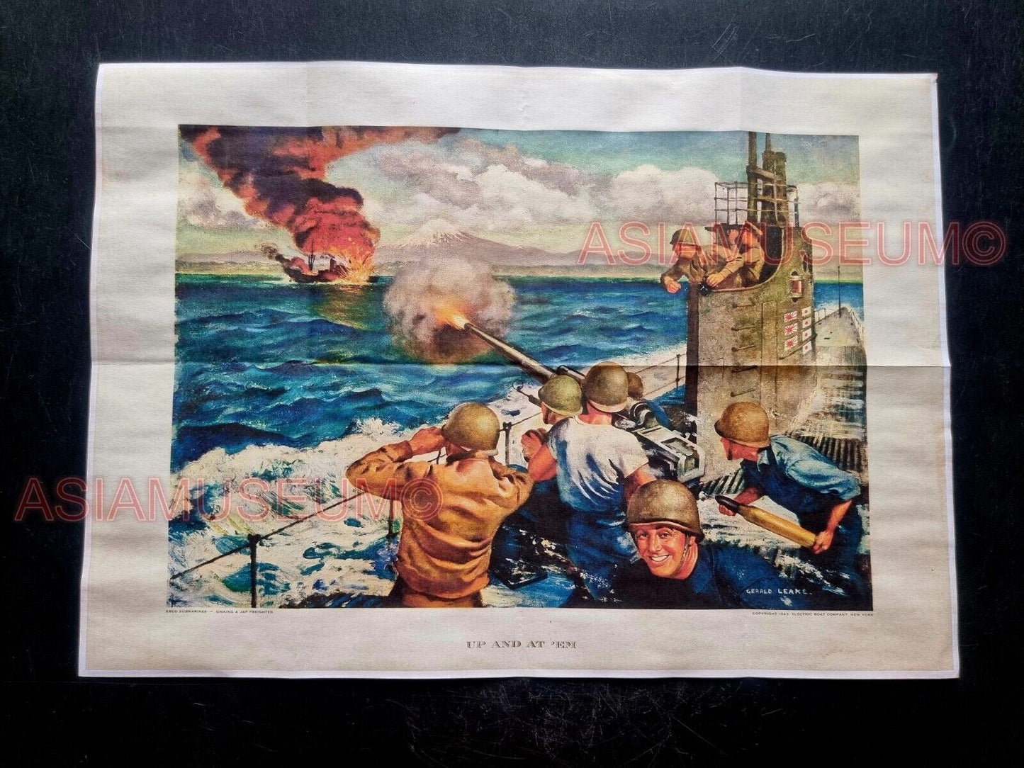 1943 WW2 USA SUBMARINE BATTLESHIP JAPAN NAVY GUNS BATTLE  PROPAGANDA POSTER 559