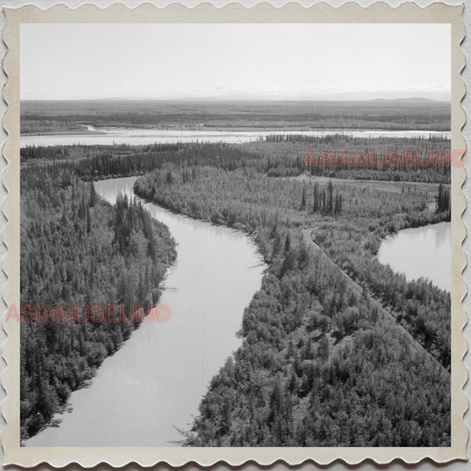 50s FAIRBANKS NORTH STAR BOROUGH ALASKA RIVER HILL FOREST VINTAGE USA Photo 8011