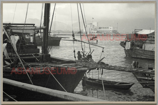 40s Harbor Ship Sampan Boat Hong Kong Vintage Photo Postcard RPPC 491 香港舊照片明信片