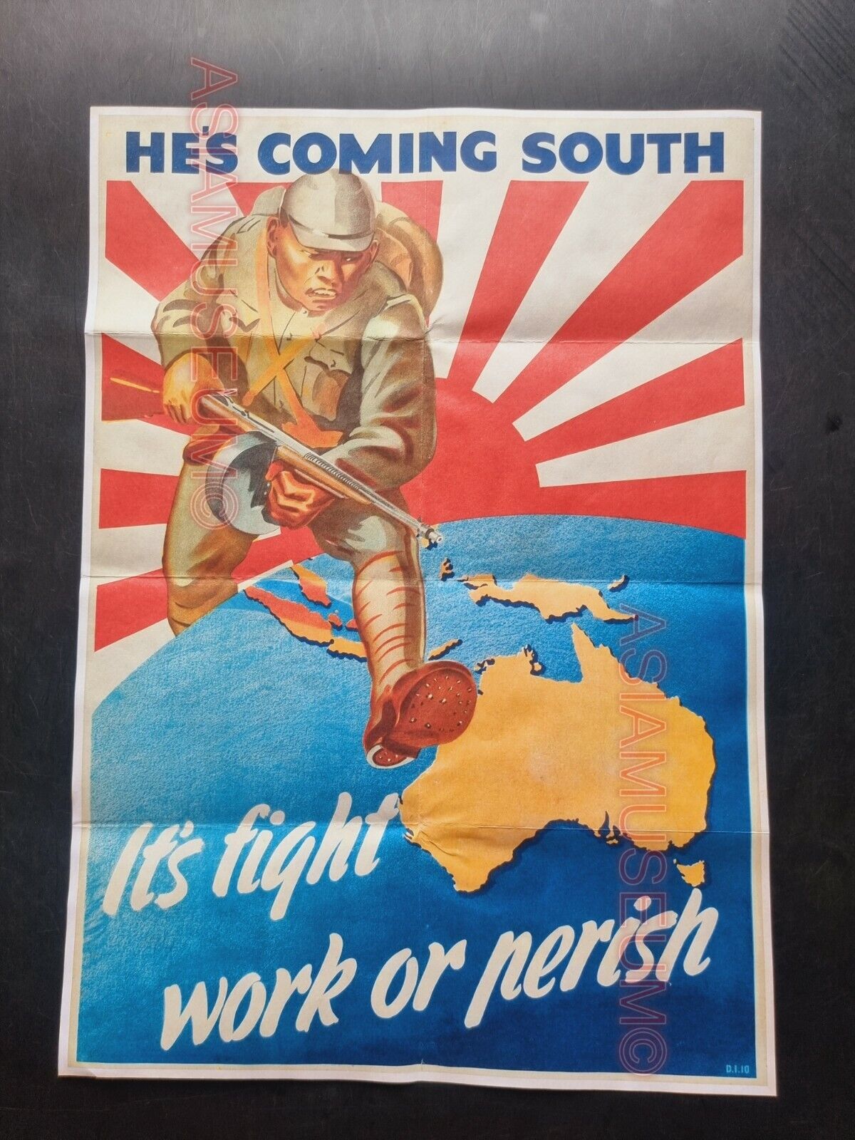 1943 WW2 AMERICA USA AUSTRALIA ASIA PACIFIC WAR FIGHT JAPAN  PROPAGANDA POSTER