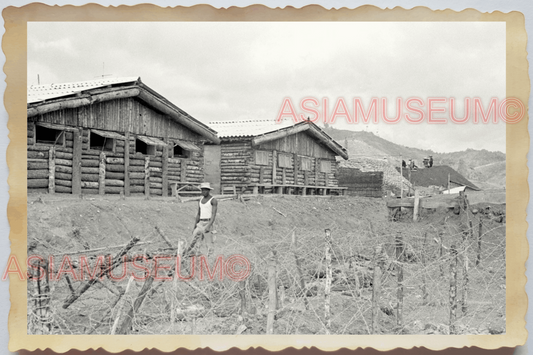 40s WW2 Vietnam FRENCH ARMY MILITARY BASE CAMP HOUSE AFRICAN Vintage Photo 30229