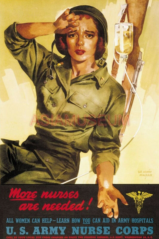 1942 WW2 USA AMERICA ARMY WOMEN LADY NURSE CORPS WAR GUN SOLDIER RIFLE Postcard