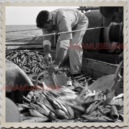 50s GLOUCESTER HARBOR ESSEX MASSACHUSETTS FISHING BOAT  VINTAGE USA Photo 10845