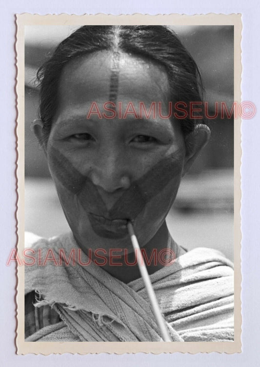 Native Tribe Women Portrait Lady Smoke Pipe Tattoo Face Taiwan Photo 台湾旧照片 3709